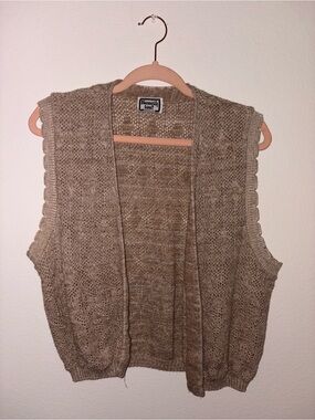 Kenneth Cole Open-Front Taupe Knit Sweater Vest